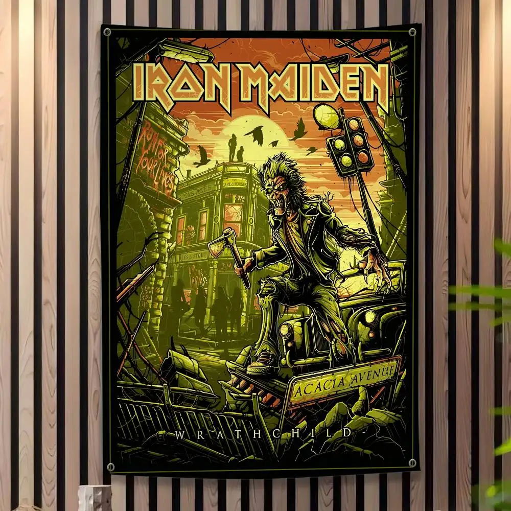 Banda clásica I-iron m-maiden bandera colorida colgante de pared cartel de pared bohemio Mandala decoración artística interior