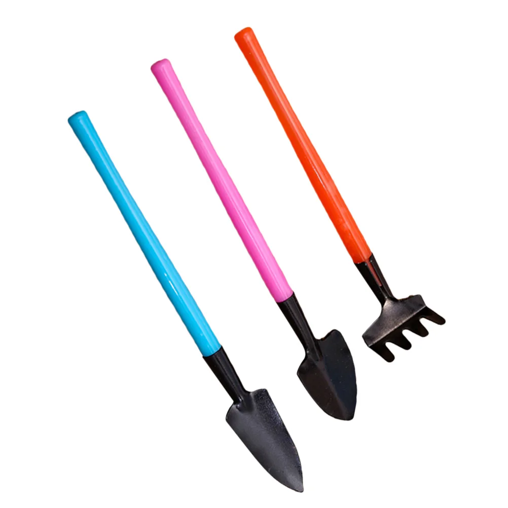

3Pcs Gardening Tools Set Gardening Shovel Small Garden Rake and Hand Trowel Mini Indoor Colorful Garden Tools for House Plants