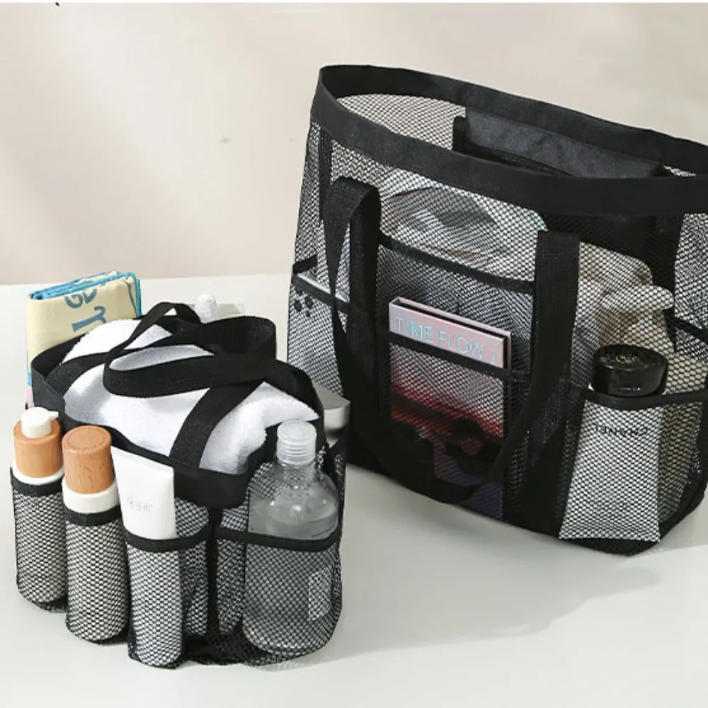 

Лидер продаж, большая вместительная сетчатая сумка для стирки, дышащая сетчатая сумка для стирки, косметичка, портативные складные пляжные сумки унисекс