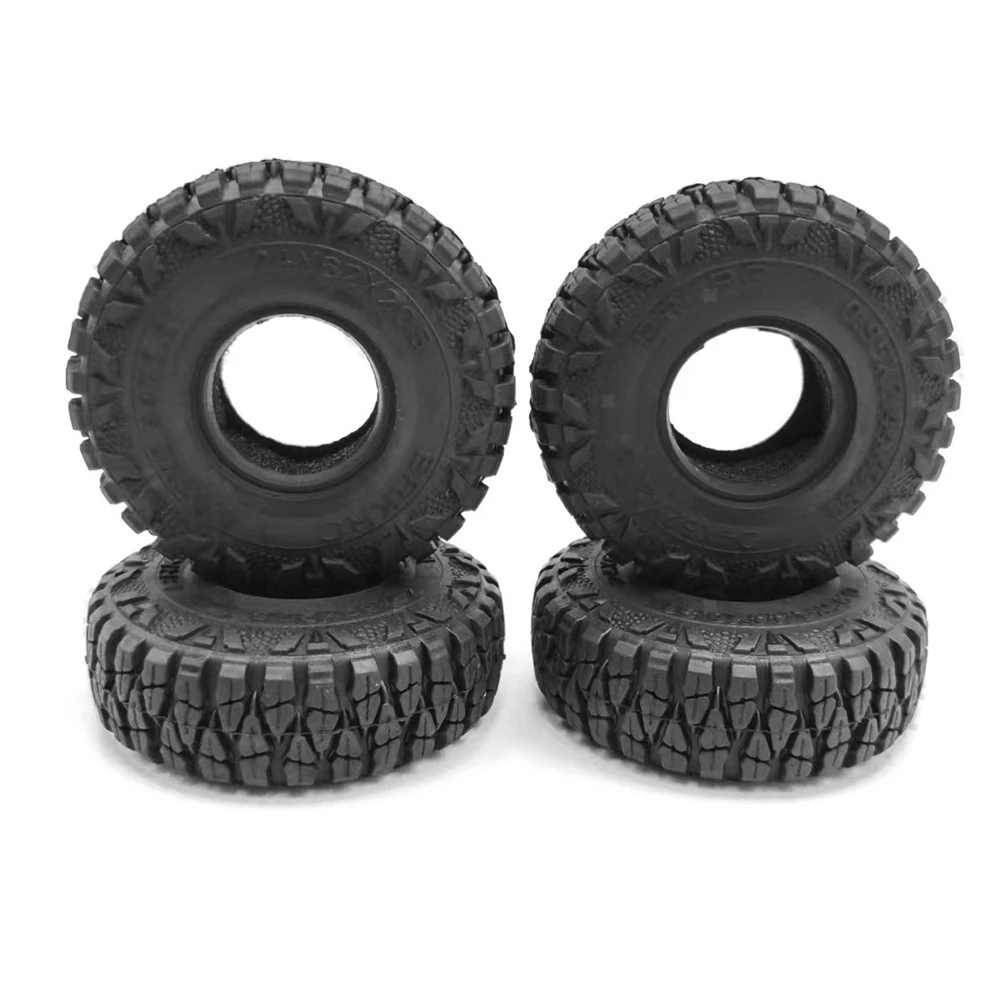 【STOCK】4PCS 62Mm 1.0Inch Wheel Tires Soft Mud Terrain Rubber Tyres for 1/24 RC Crawler Car SCX24 Parts