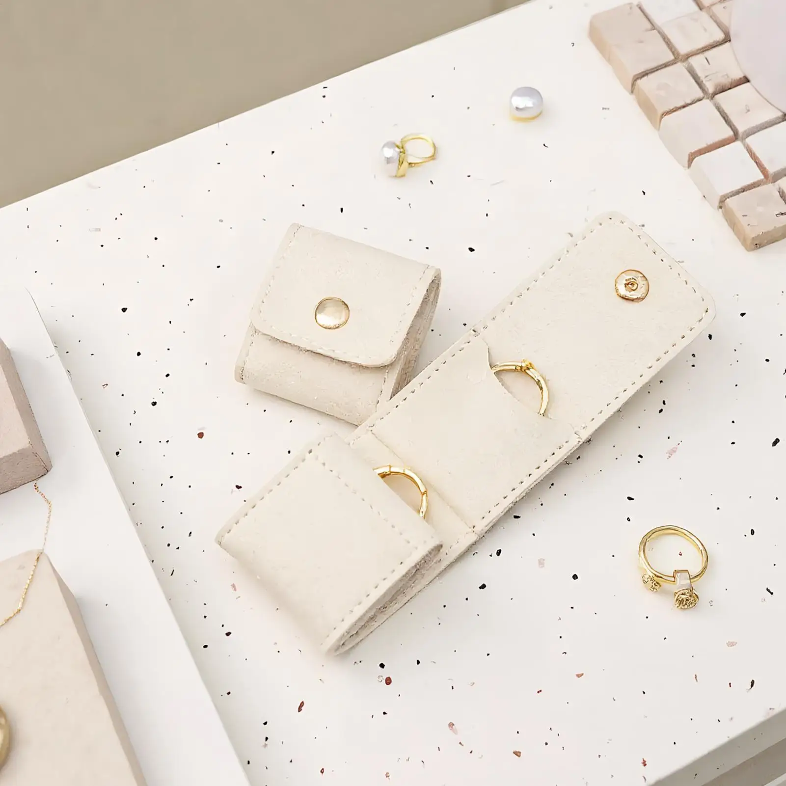 Portable Jewelry Organizer Bag Mini Travel Case with Multiple Compartments for Rings Necklaces Earrings Storage Pouch