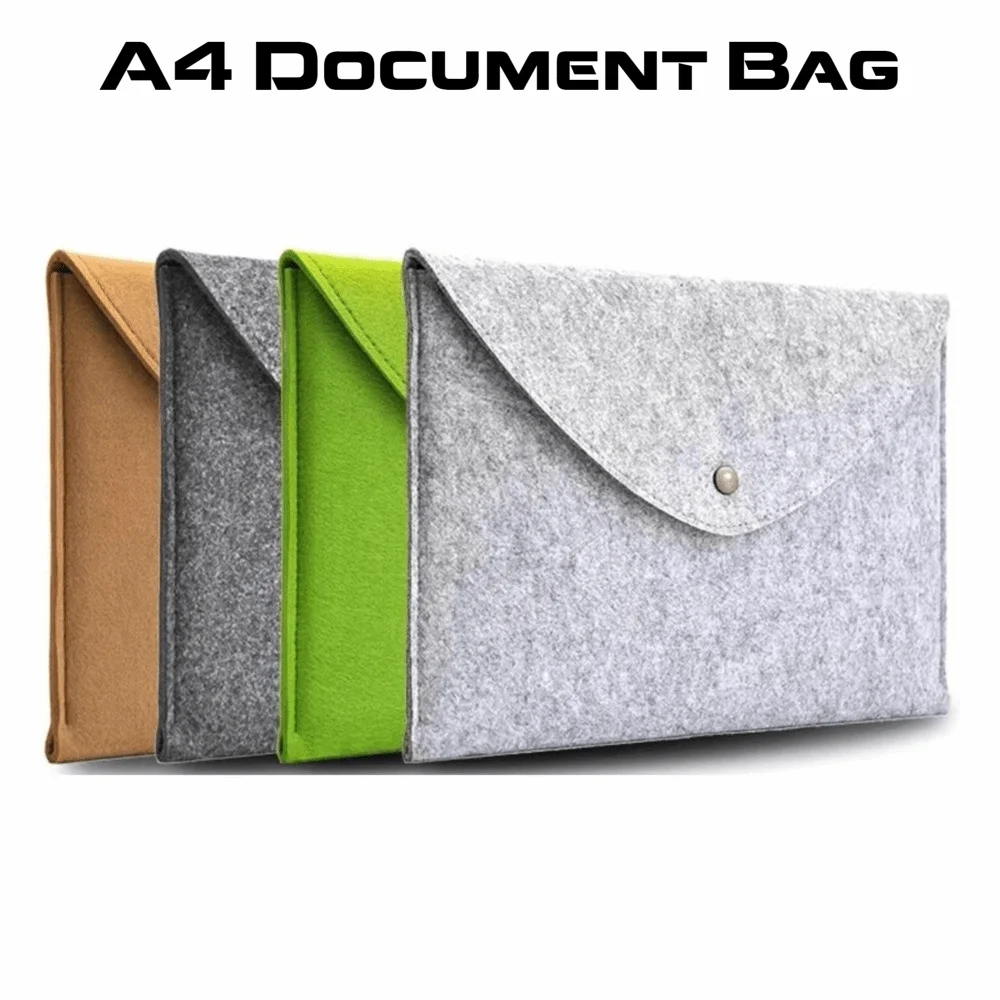 34x25cm A4 Document Bag Snap Fastener Reusable Felt Folder Organizer Large Capacity File Pocket Envelope School Office Use