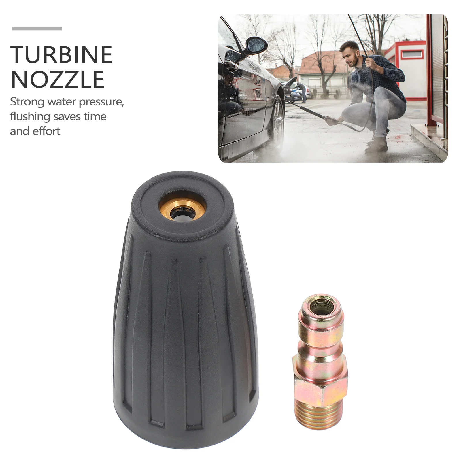 Turbine High Pressure Washer Nozzle Car Cleaning Sprayer Replacement Rotary Swivel Head 360 Degree Rotating Spiral Nozzle