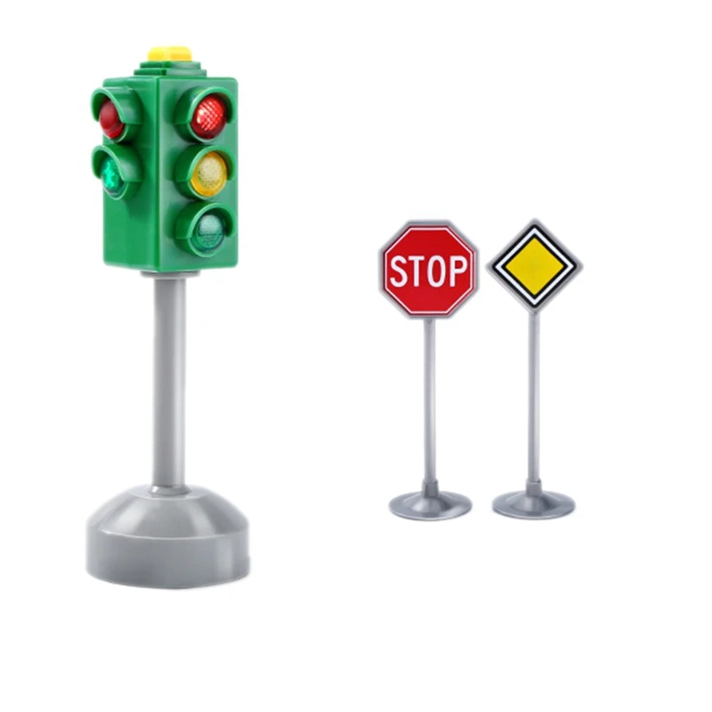 Mini Traffic Signs Road Light Block with Sound LED Children Safety Traffic Light Model Kids Traffic Light Toys