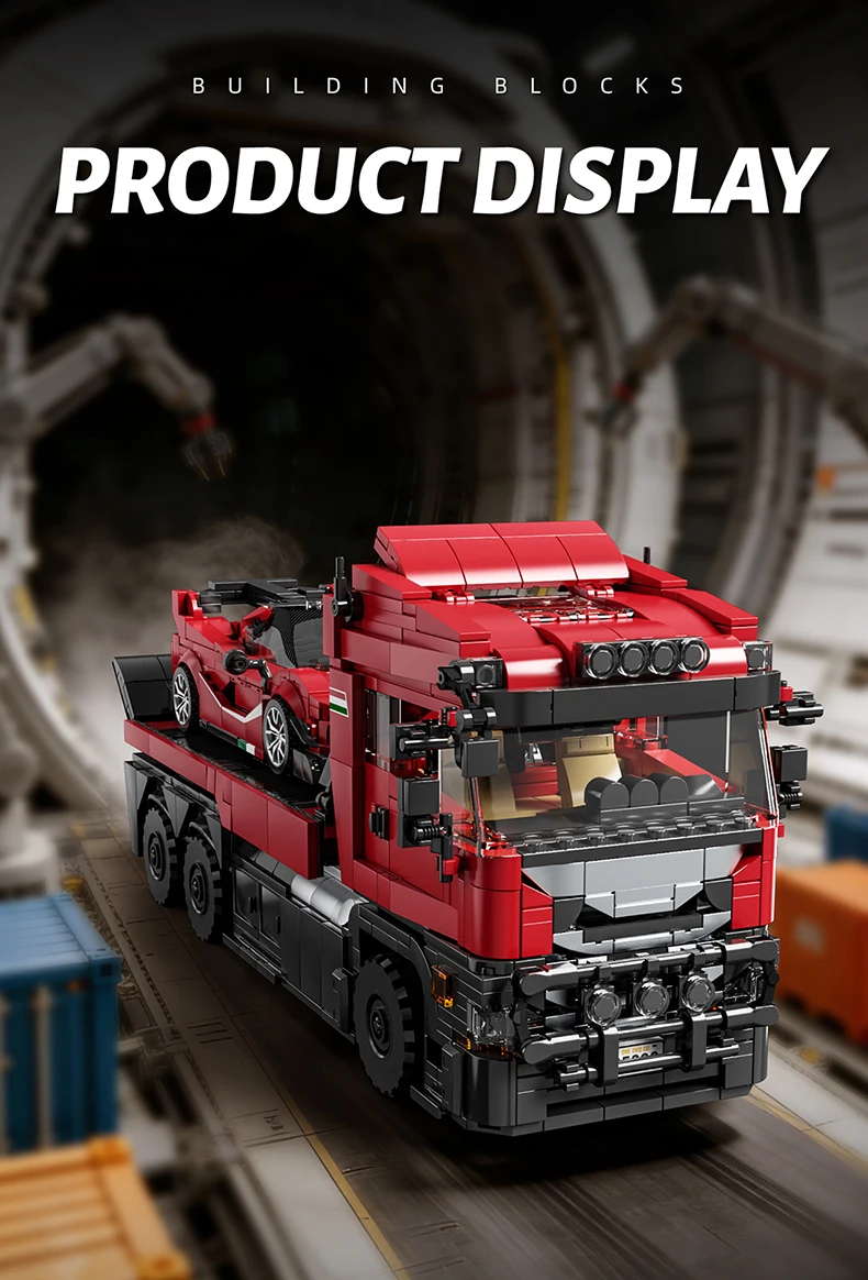Technische Bausteine LKW-Sets Anhänger Autos Transportfahrzeug Kreative MOC Bauspielzeuge Geburtstagsgeschenke für Erwachsene 1728 Teile Modell – Detail 2
