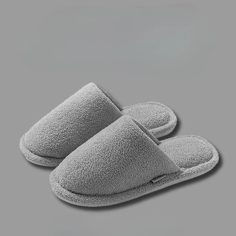 Japanese Style Cotton House Slippers Women Men Non-Slip Warm Indoor Closed Toe Soft Sole Winter Cozy Plush Bedroom Floor Shoes
