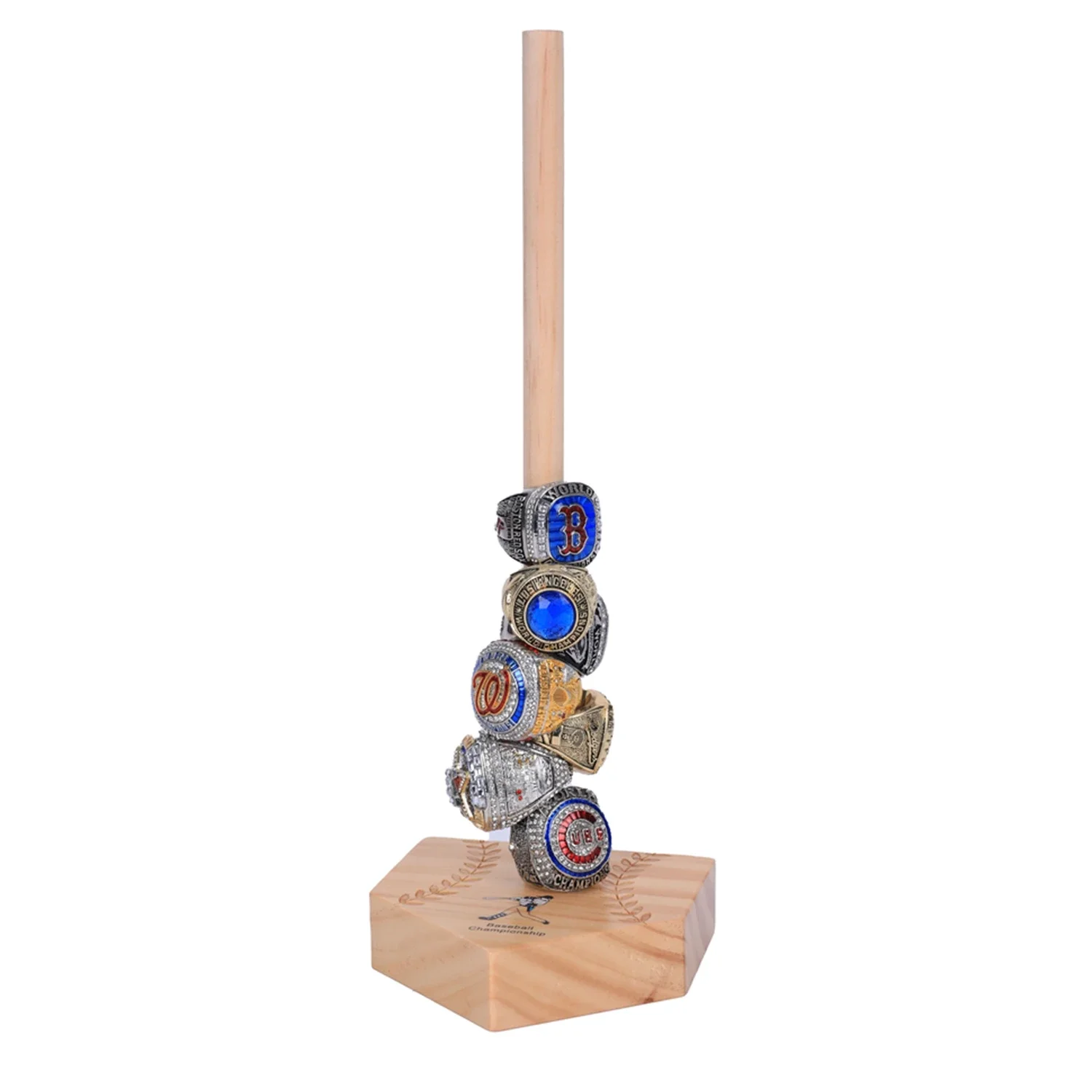 Wooden baseball champion ring display rack, storage display cabinet, portable art piece 10x10cm