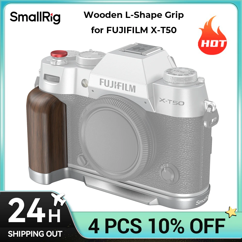 SmallRig Wooden L-Shape Grip for FUJIFILM X-T50 ,Camera Mount Plate with 3 Colors ,Lightweight,Compact and Portable 4735