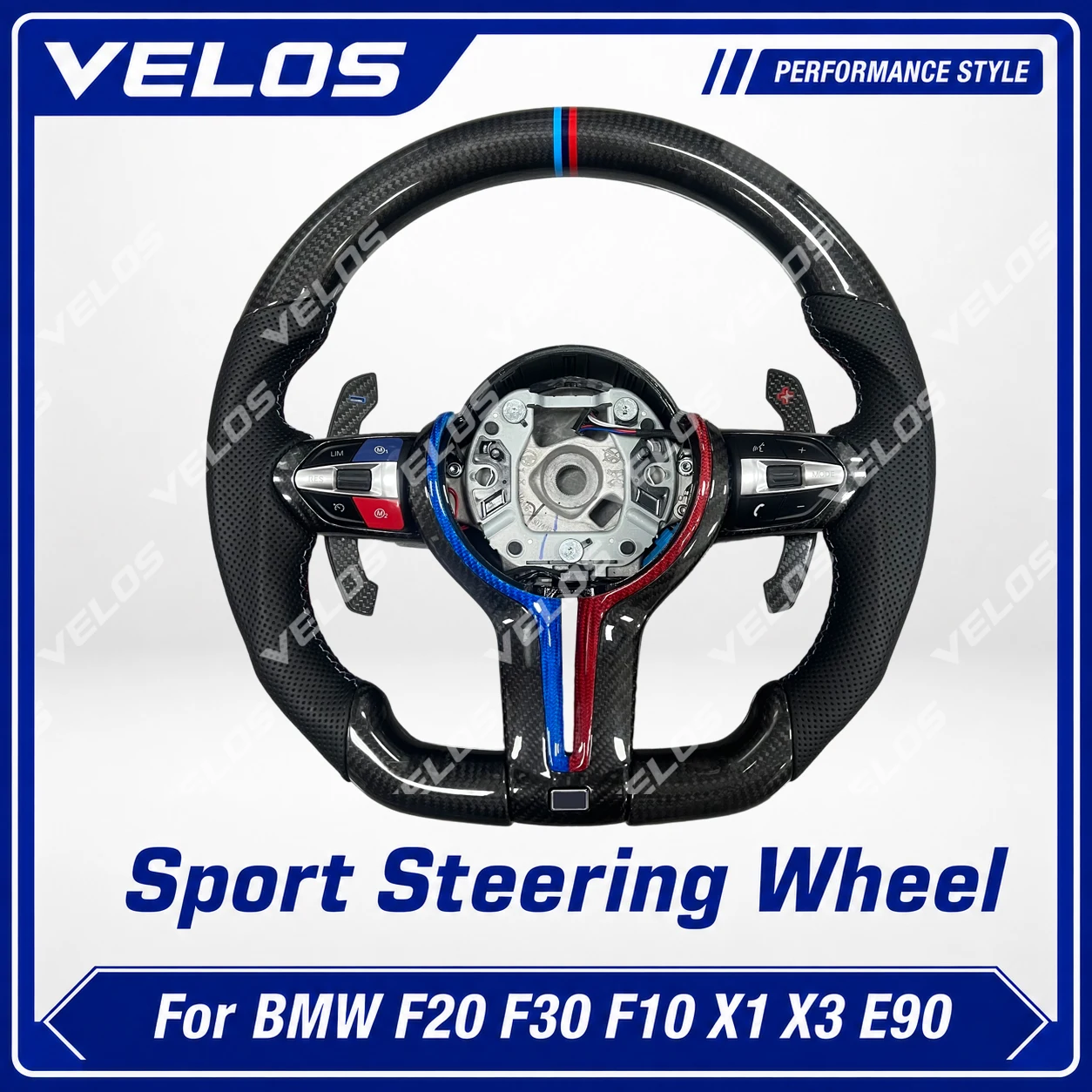 VELOS Two-tone color Carbon fiber Steering Wheel for BMW F01 F06 F10 F11 F12 F20 F21 F22 F25 F26 F30 F31 F32 F33 F34 F36 M3 M5