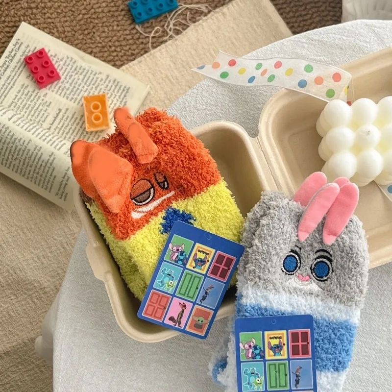 

Домашние носки Disney Zootopia Джуди из кораллового флиса, теплые мультяшные носки до середины икры с флисовой подкладкой, милый подарок-сюрприз