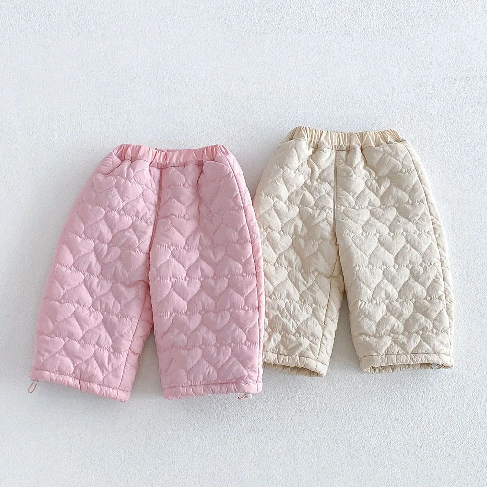 Children Pants Solid Color Fleece Thicken Warm Winter Snow Kids Boutique Clothing Fashion Christmas Toddler Girl Trousers