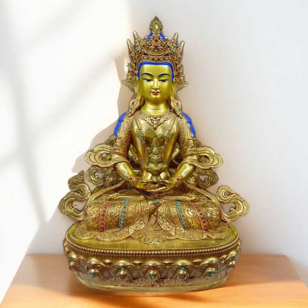 Gilt Taiwan boutique one foot tantra offering Buddha statue pure copper Tibetan bronze statue ornament