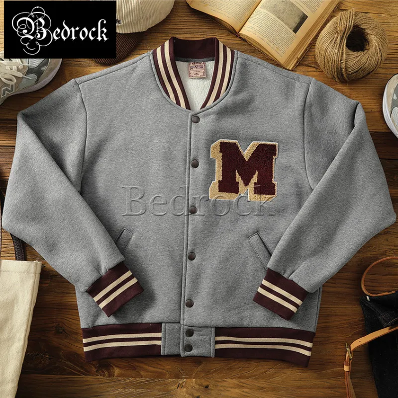 MBBCAR Fashion Baseball Uniform Biker Travel Coat Mens Jacket plush warm retro Ivy League college embroidered baseball jersey