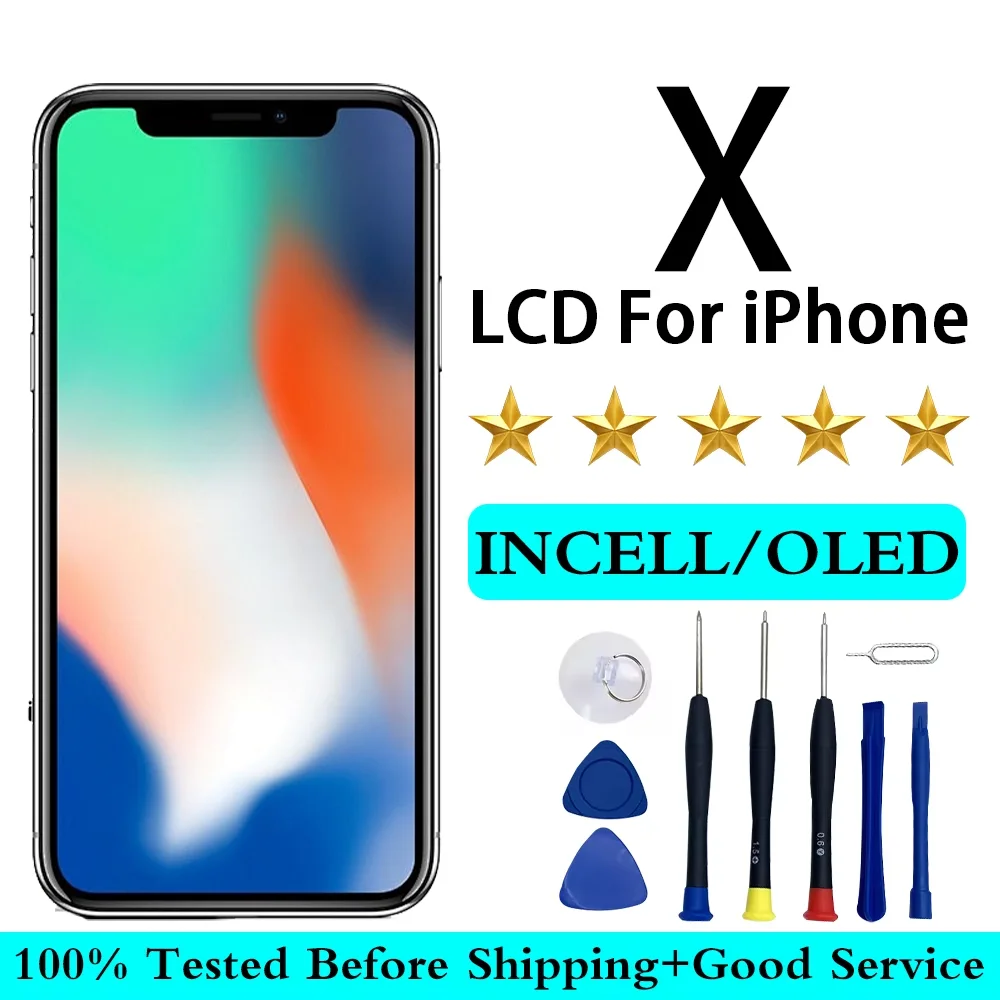 

Высококачественный ЖК-дисплей incell для iPhone X, экран дисплея с 3D сенсорным дигитайзером в сборе OLED для iPhone X, ЖК-дисплей, запасные части