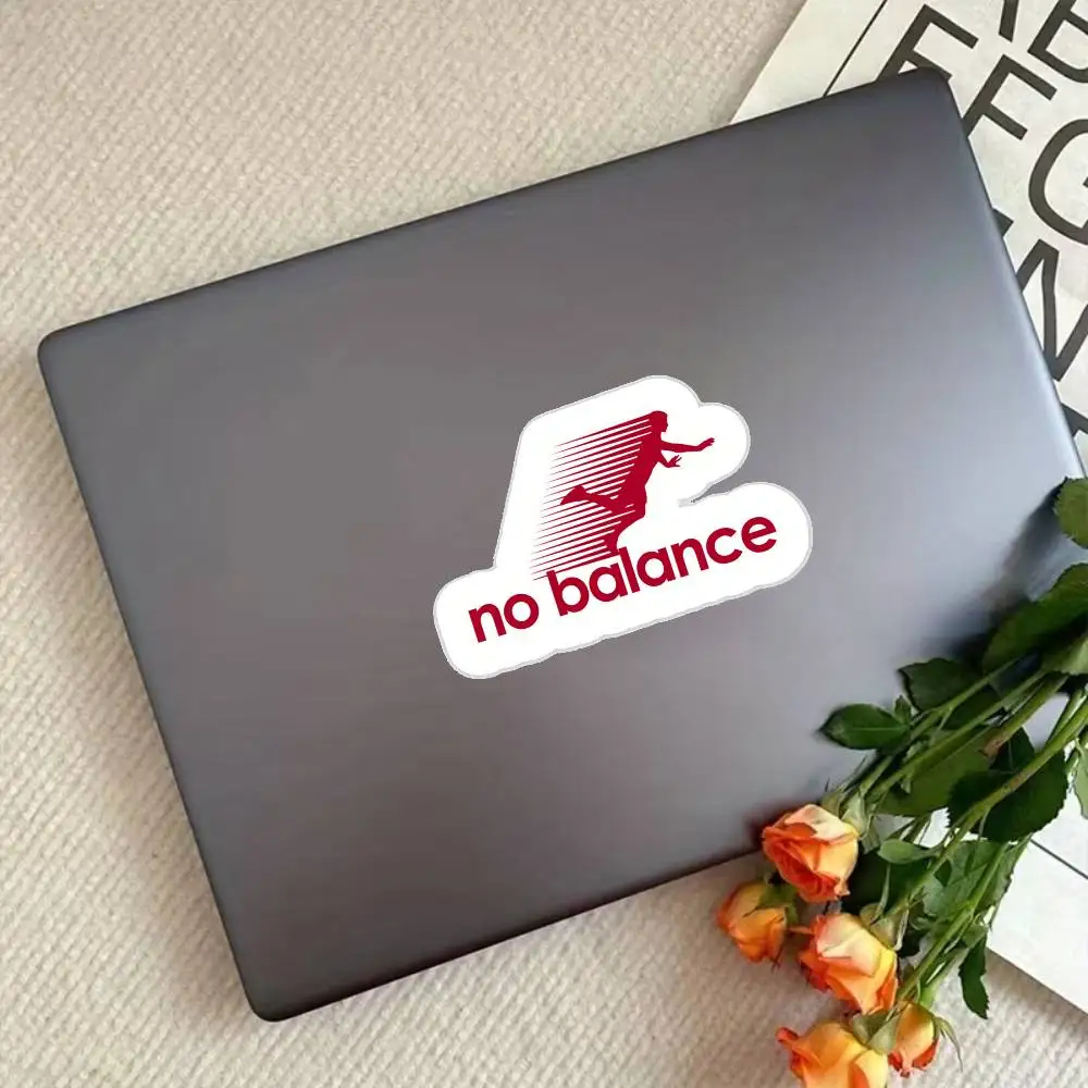 No Balance Parody Shirt Red Logo Waterproof Stickers For Decorating Car Windows Motorcycles And Computers.