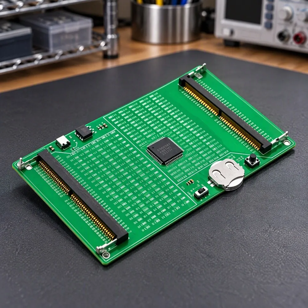 Memory Tester Card for Laptop DDR4 DDR5 SO DIMM Modules Featuring PCB Construction LED Indicators and 45 Degree Insertion Design