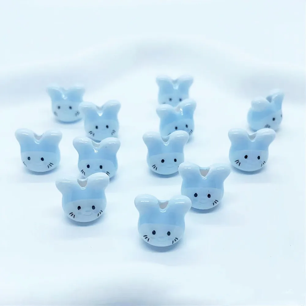 10Pcs Ceramic Colorful Chinchillas Ceramic Beads Animal Rabbit Cute Rabbit Ceramic Beads Colorful Beads