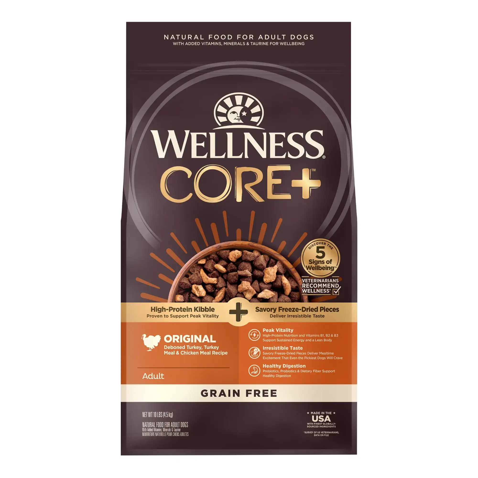 

Wellness CORE RawRev Natural Grain Free Dry Dog Food, Original Recipe with Freeze Dried Turkey, 10lb Bag