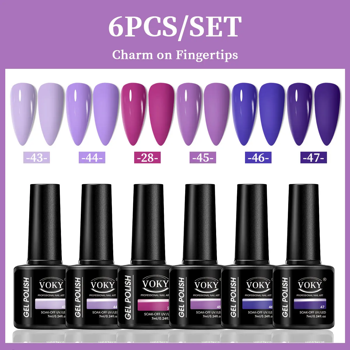 VOKY 6-delige set nagelgel, seizoensgebonden modieuze nagelgel, het perfecte cadeau voor dames om tijdens festivals te geven