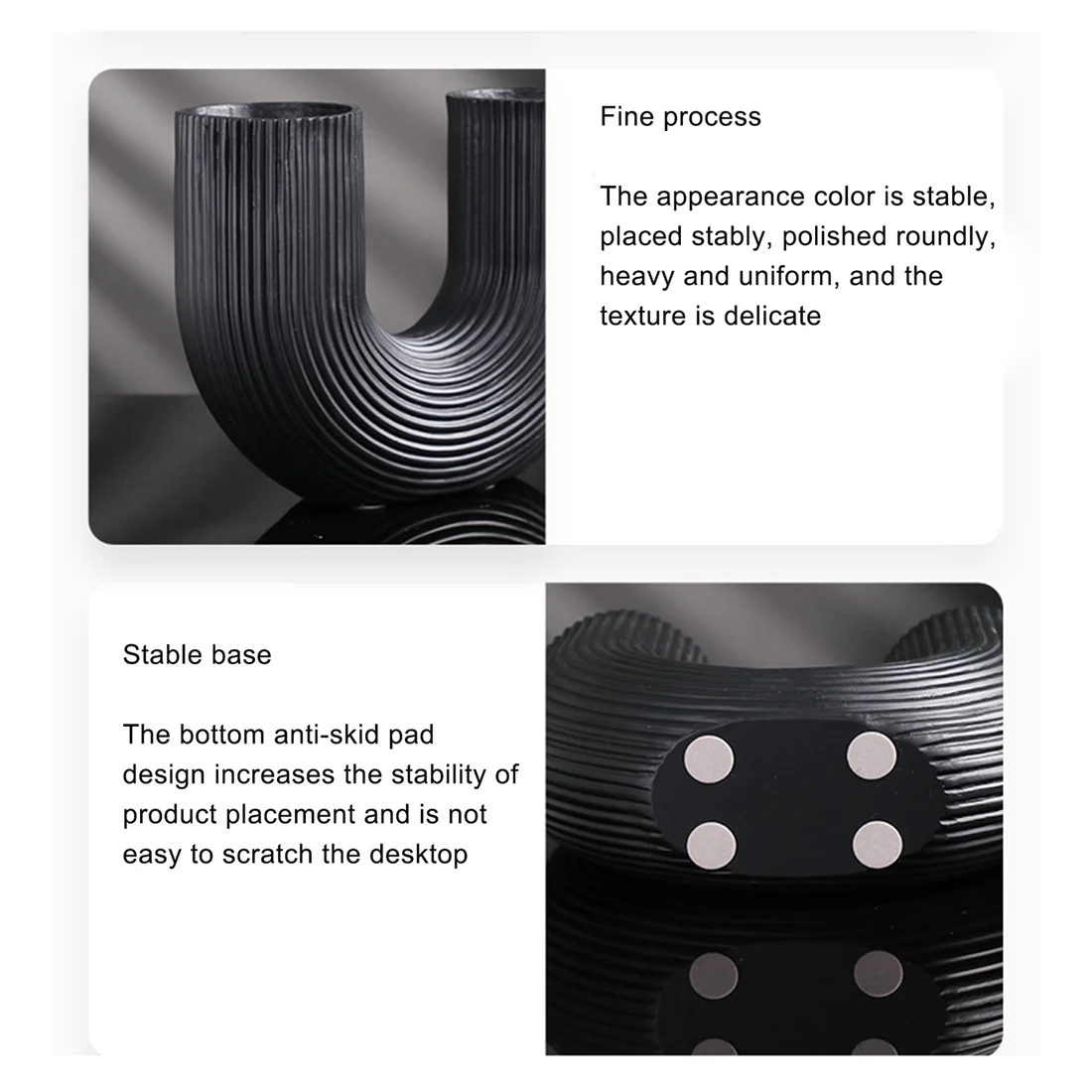 U شكل زهرة الجمالية زهرية ، الزهور المجففة الحديثة الراتنج الزهرية ، Cachepot لمكتب ديكور المنزل أ