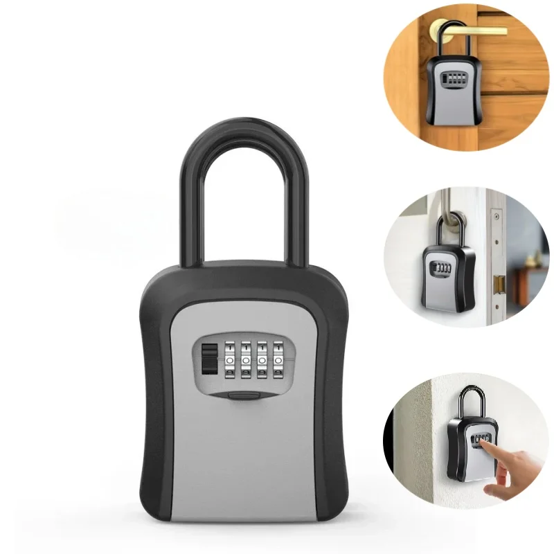 4-digit Password Box Free Installation Outdoor Password Key Box Extended Lock Hook Hanging Key Storage Waterproof Key