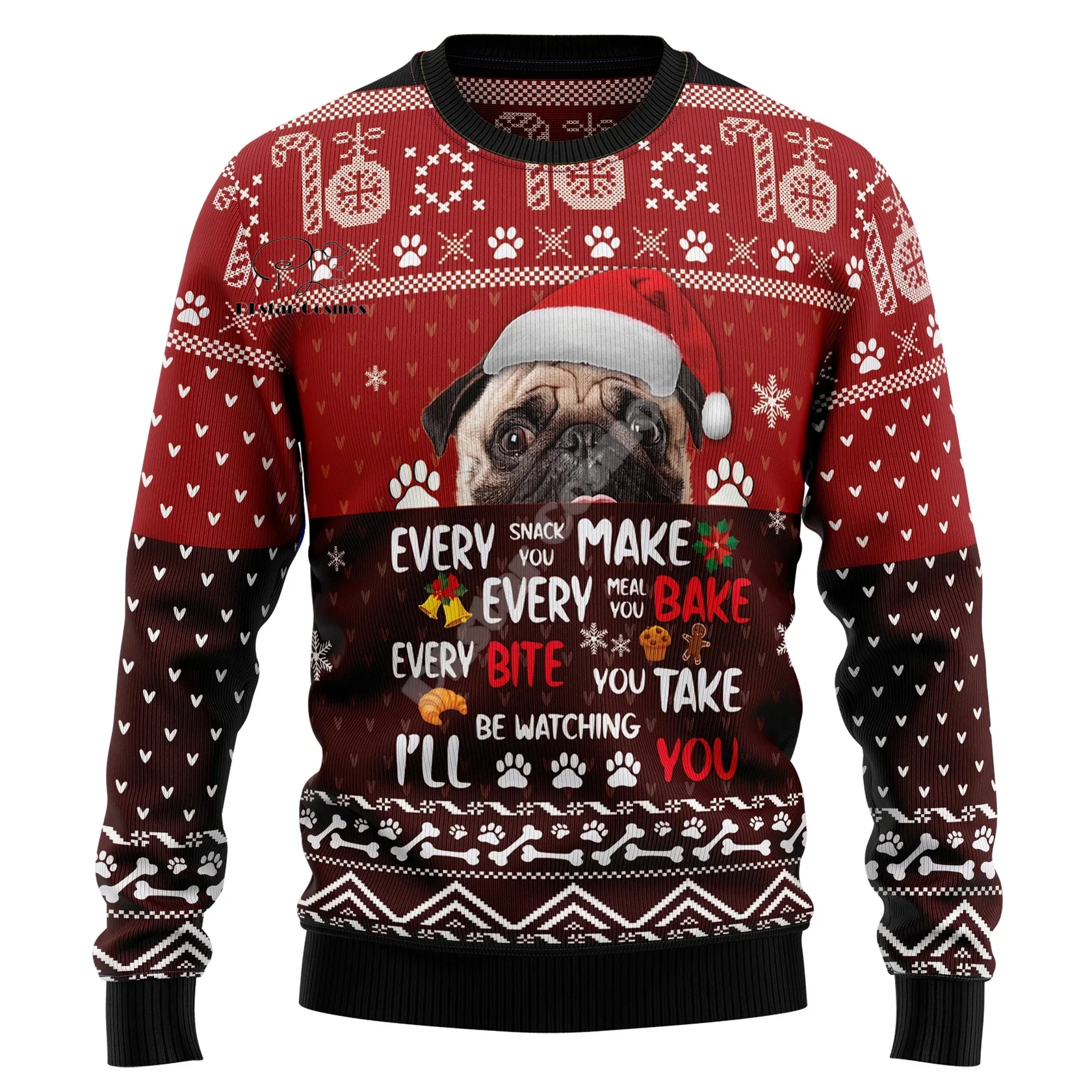 Christmas Ugly Knitted Sweater Xmas Santa Claus Animal Colorful Tattoo Retro Unisex 3DPrint Funny Harajuku Casual Long Sleeves