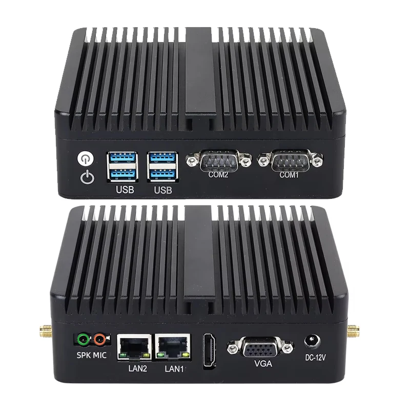 Mini PC industriale senza ventola Intel Celeron N5105 2x COM RS232 2x Gigabit Ethernet 4xUSB WiFi Supporto Windows Linux OpenWrt Debian