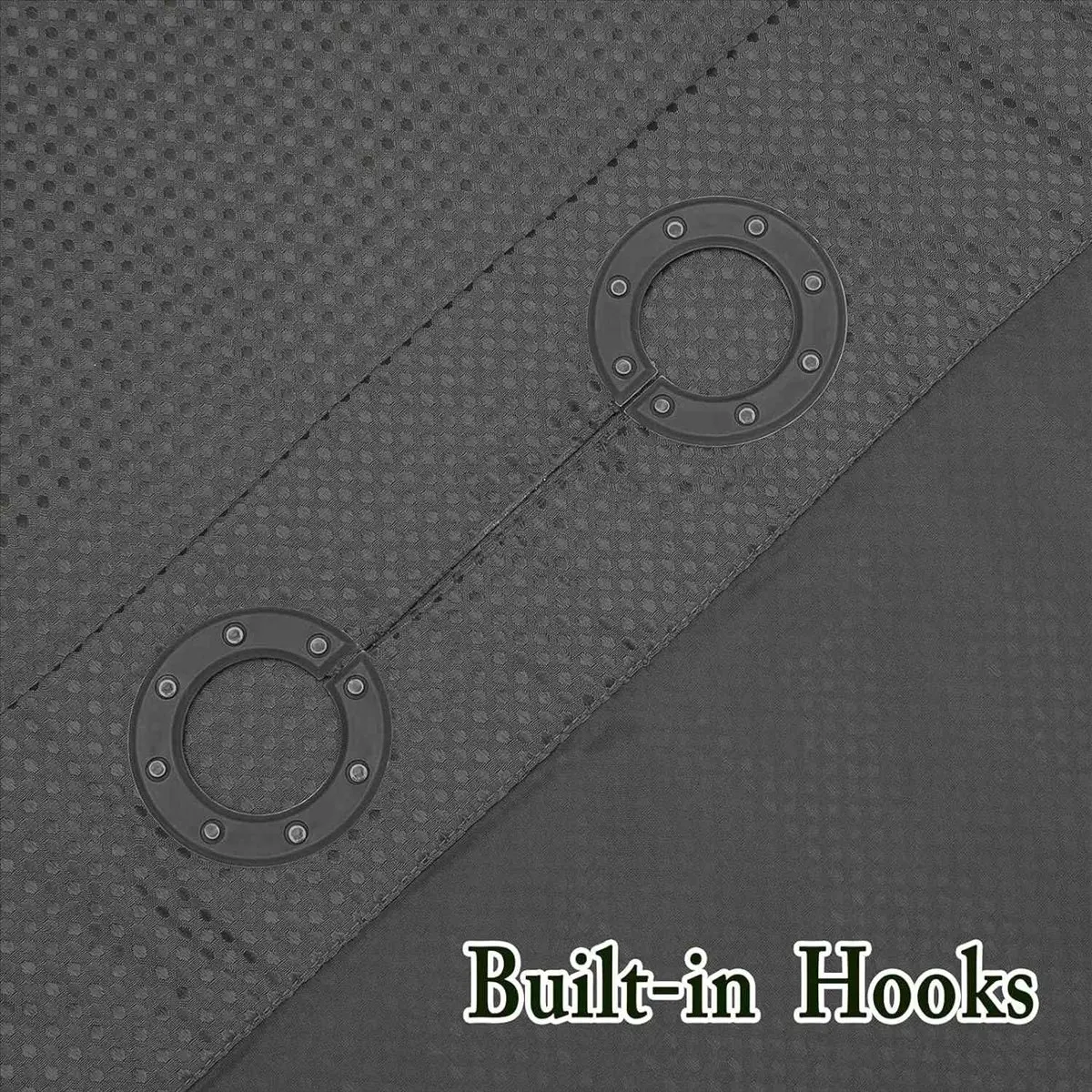 

T70C! No Hook Waffle-Weave Shower Curtain with Snap-in Fabric Liner Set for Bathroom, Hotel Style with Mesh Top Window,B