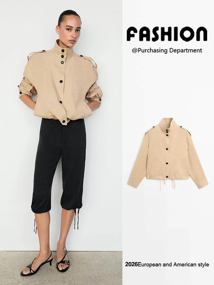 New Autumn Women's Simple Versatile Long Sleeve Pilot Jacket Short Outerwear Elegant Fashionable All-Match Stylish Coat