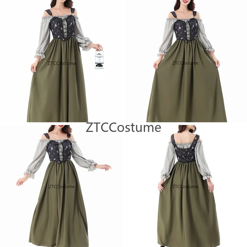 

Vintage Cosplay Dress Retro Women Long Vest Costume for Holiday Party Elegant Evening Gown