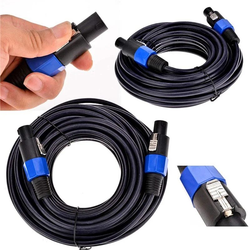 

6 Pack 25 Ft Male Speakon To Speakon Cables, Professional 12 Gauge AWG Audio Cord DJ Speaker Cable Wire With Twist Lock