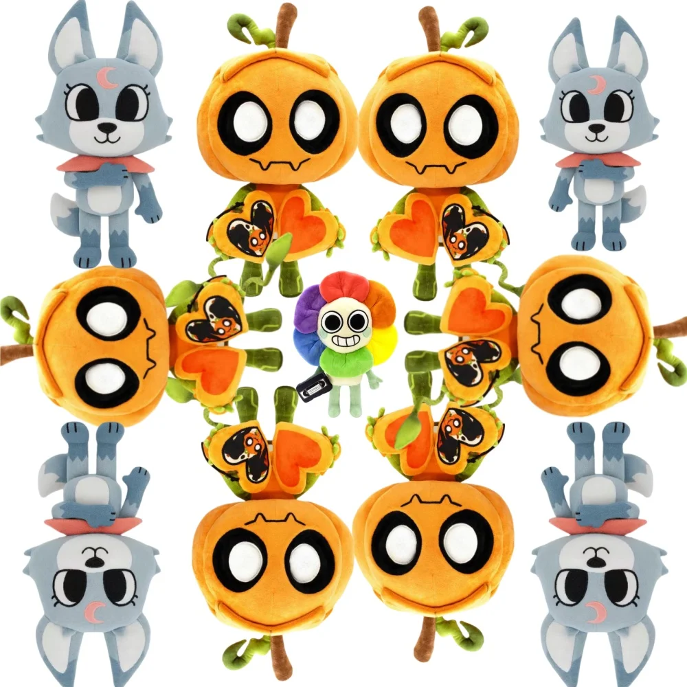 Gourdy Peluche Dandy's World Peluche Zucca di Halloween Sorridente Bambola di pezza morbida Simpatico peluche Regalo da collezione Decorazione della casa