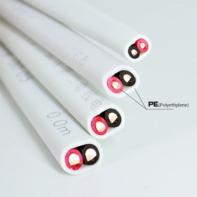 Cable eléctrico de cobre sólido, cubierta plana 3C de 2 núcleos, núcleo único negro y rojo, 10awg, 12awg, 14awg, 16 awg