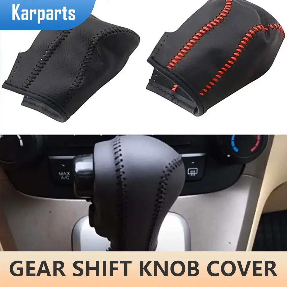 Genuine Leather Car Gear Collars Gear Head Shift Knob Cover for Honda CRV CR-V 2007 - 2014 AT Automatic Accessories