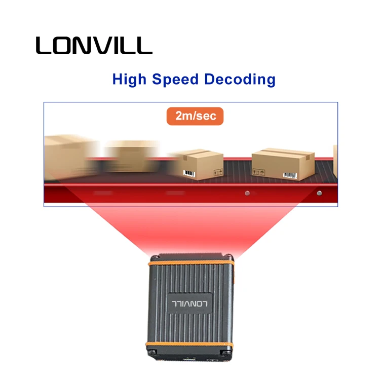 เครื่องสแกนบาร์โค้ดแบบติดตั้งถาวร OEM IP65 รองรับ QR Code 2D เชื่อมต่อผ่าน Ethernet สำหรับสายพานลำเลียง สายการประกอบ และเครื่องคัดแยกโลจิสติกส์