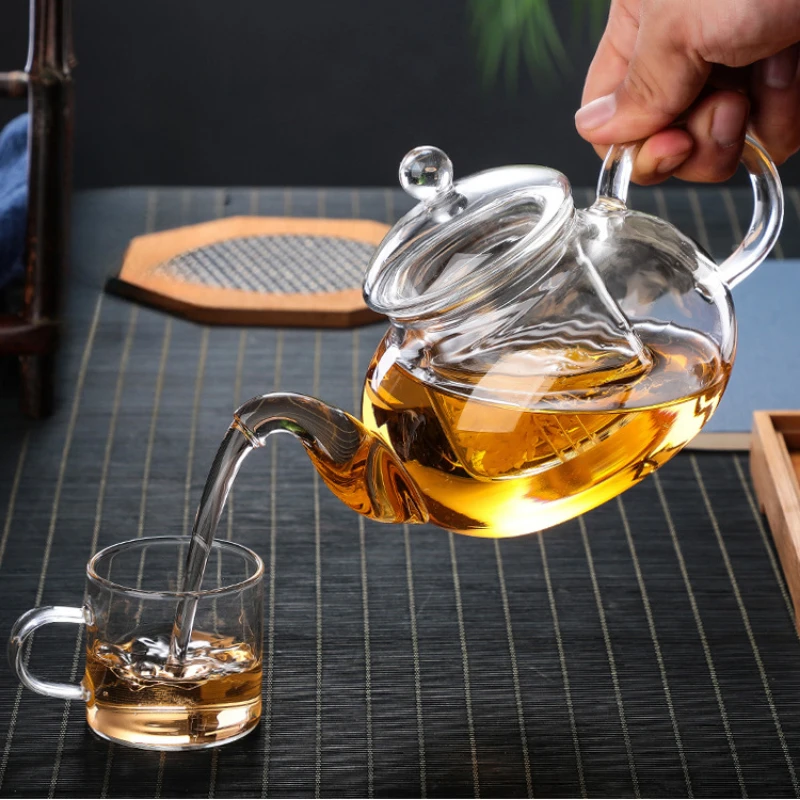 Tetera de cristal resistente al calor de 400ml-1600ml, hervidor de flores, juego de té de Kung Fu, colador de té, infusor, Puer Oolong, tetera de cebada