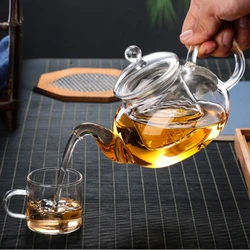 400ml-1600ml Heat-resistant Glass Tea Pot Flower Kettle Kung Fu Teawear Set Tea Strainer Infuser Puer Oolong Barley Pot Teaware