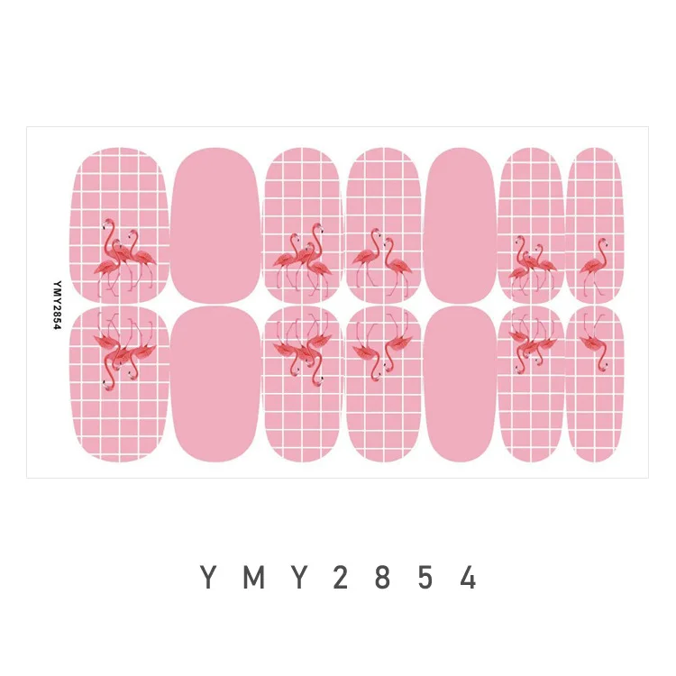 Baking Free 14 Tips Forest Series Nail Art Accessories Stickers Nail Stickers Cartoon Flamingo and Flowers Nail Stickers