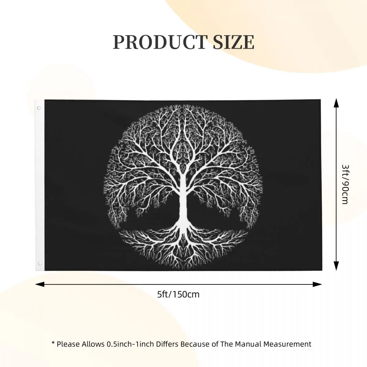 Yggdrasil The World Tree Of Life Flag Decor 3x5FT Vintage Indoor Fade Resistant Flowy