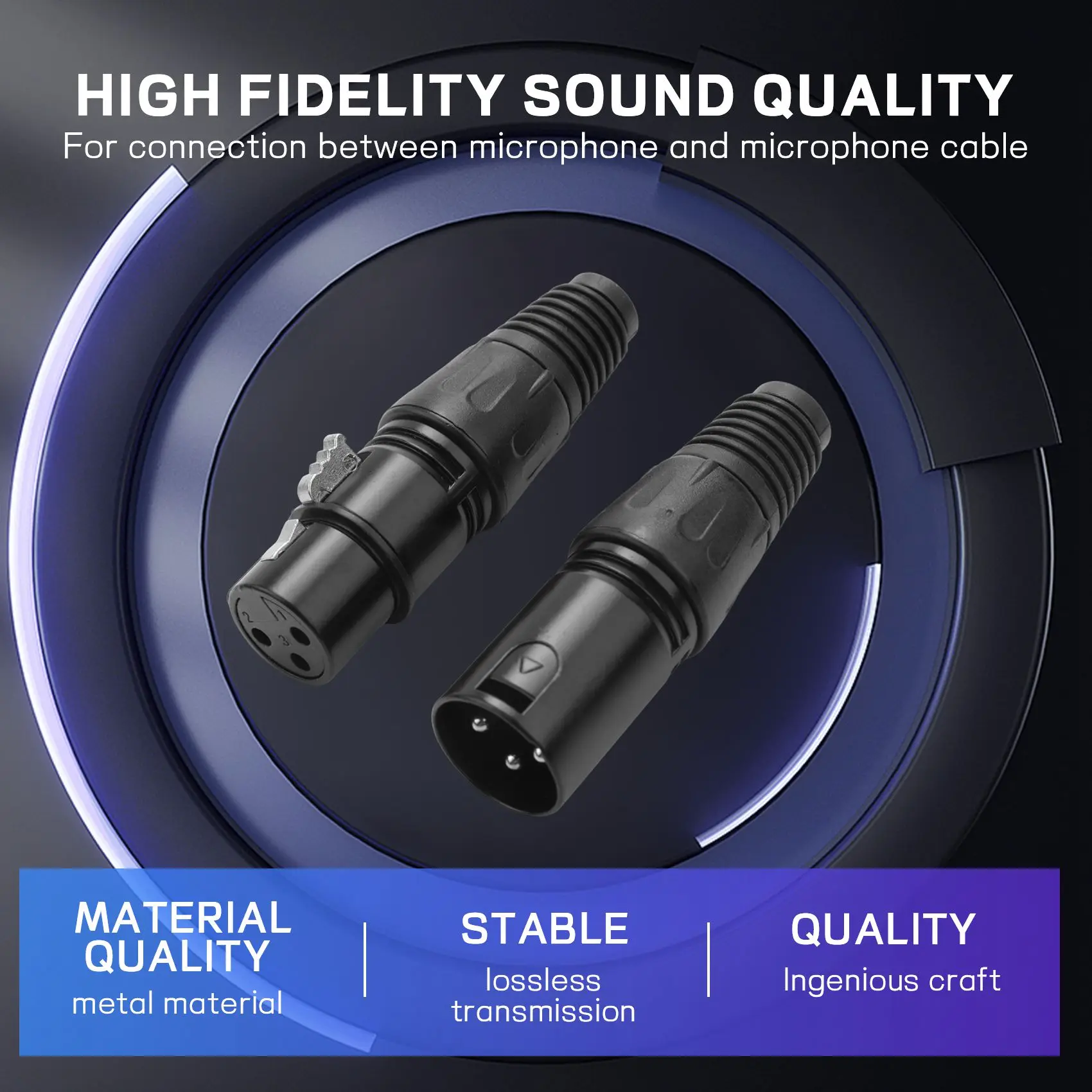 Microfone cabo de extensão com plugue, soquete de áudio, conector Mic, adaptador, macho para fêmea, 3Pin, Xlr, 20pcs