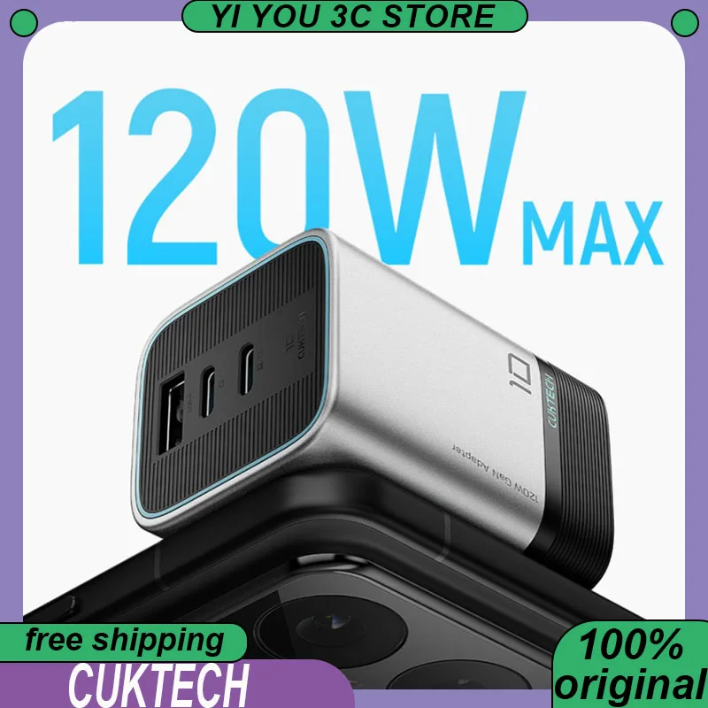 

CUKTECH 120W 10 Super Energy Charging Mini Gallium Nitride Charger Multi Port Fast Charging for Apple/Xiaomi/MacBook PD65W