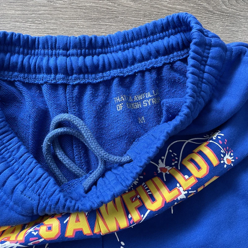 Novo isso é um lindo lote de xarope de tosse azul shorts high street masculino feminino moda impressão casual sprot shorts