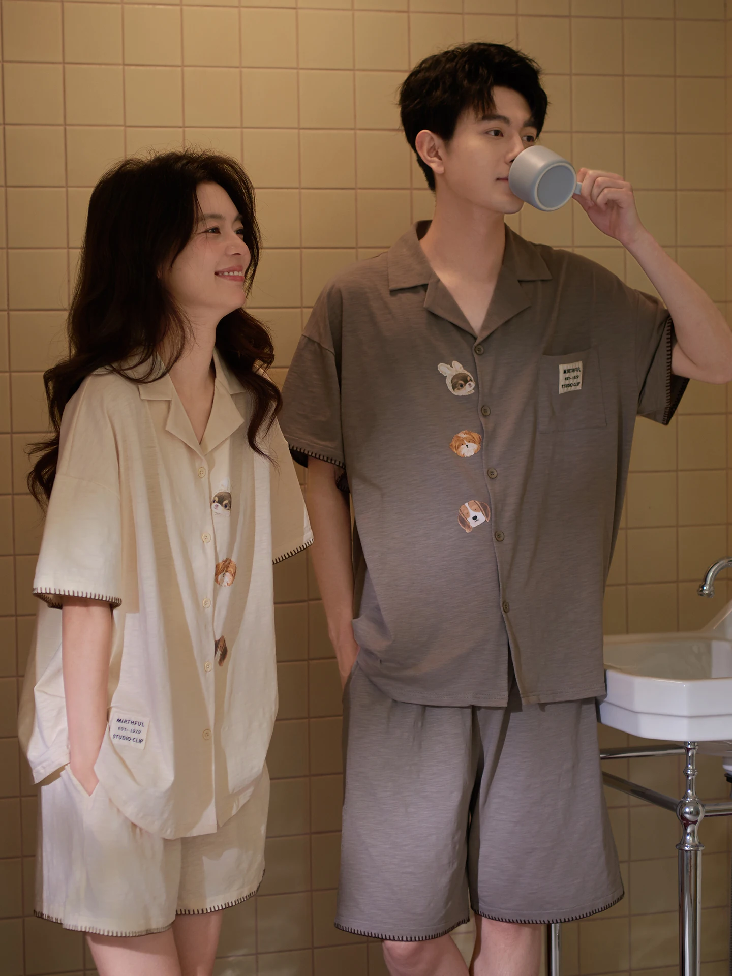 pyjama-de-couple-en-coton-a-manches-courtes-motif-princesse-mignon-vetements-d'interieur-pour-hommes-vetements-d'exterieur-nouveau-style-d'ete-imprime-dessin-anime-confortable