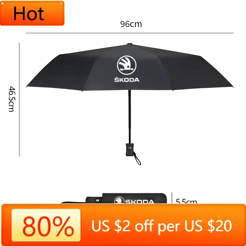 

Наклейка на автомобиль Skoda, новинка 2025, эмблема автомобиля, полностью автоматический складной зонт, солнцезащитный крем, зонтик для Skoda Octavia Mk3 Fabia Yeti Ka