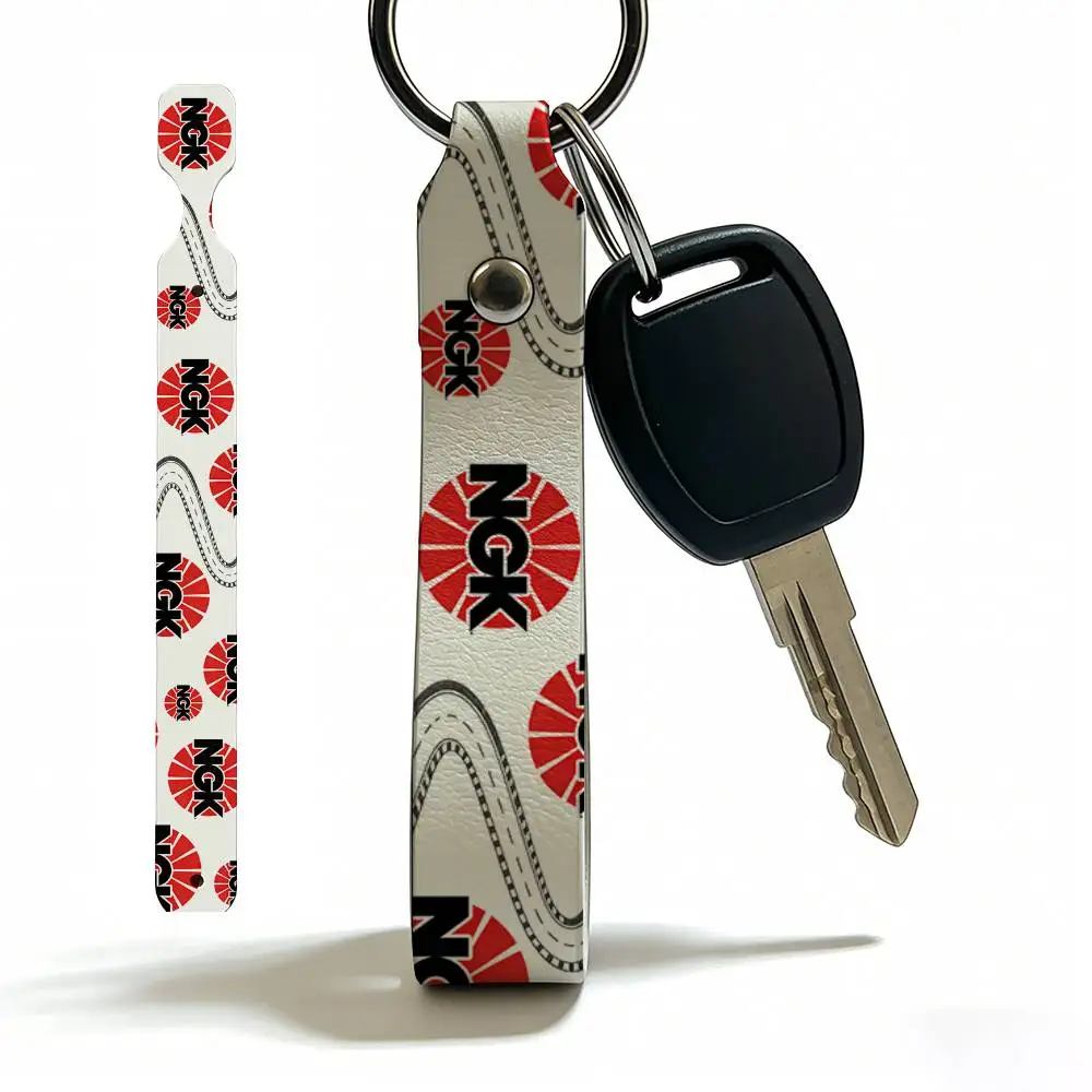 

For Ngk High Quality PU Leather Moto Keychain Vintage Style Key Pendant For Scooter Motocross