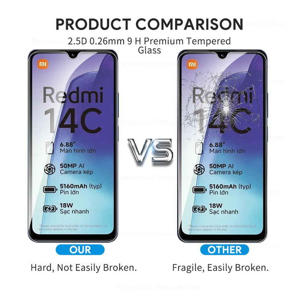 Camera Glass For Xiaomi Redmi 14C 4G 2IN1 Protective Glass Tempered Glass  Redmy 14 c c14 Redmi14C 6.88'' Screen Protector Films