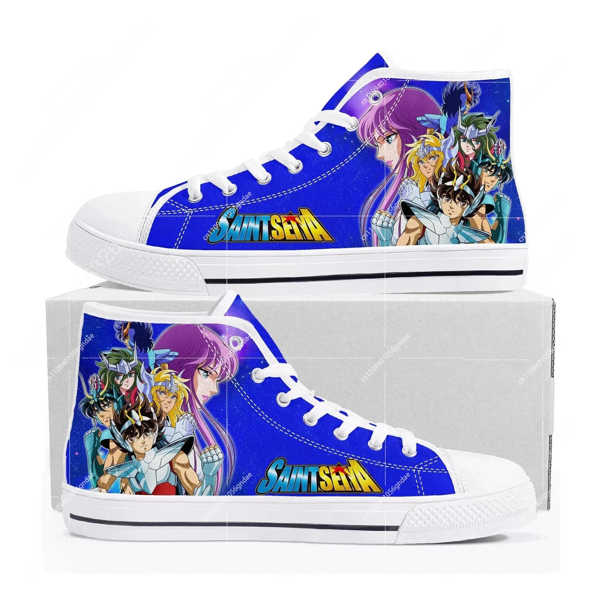 

Saint Seiya Cartoon High Top Sneakers High Quality Mens Womens Teenager Canvas Sneaker Casual Couple Shoes Custom White Shoe