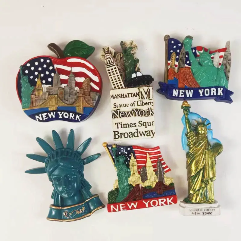 3D Resin Souvenir for Fridge Magnet Craft, Statue of Liberty New York City, USA, 1 PC