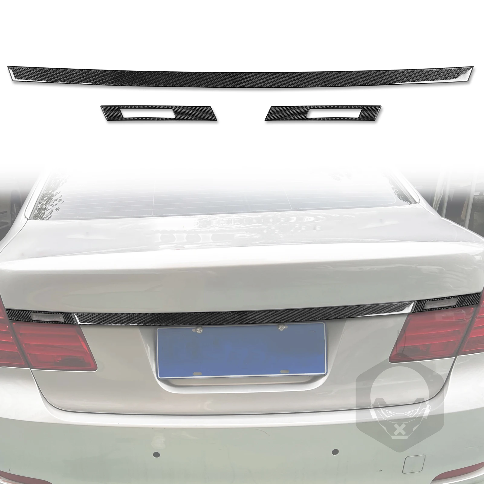 For BMW 7 Series F01 2009-2014 Carbon Fiber Rear Trunk Panel Trim Sticker Cover Car Exterior Accessories Decorative Stickers