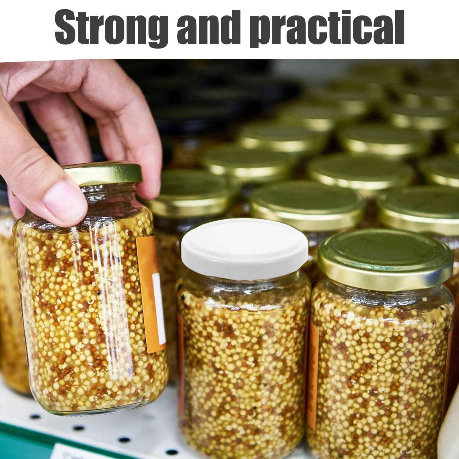 

50Pcs Regular Mouth Canning Lids 66mm Tinplate Leakproof Mason Jar Caps White Food Storage Airtight Seal Leakproof Jam Jar Caps